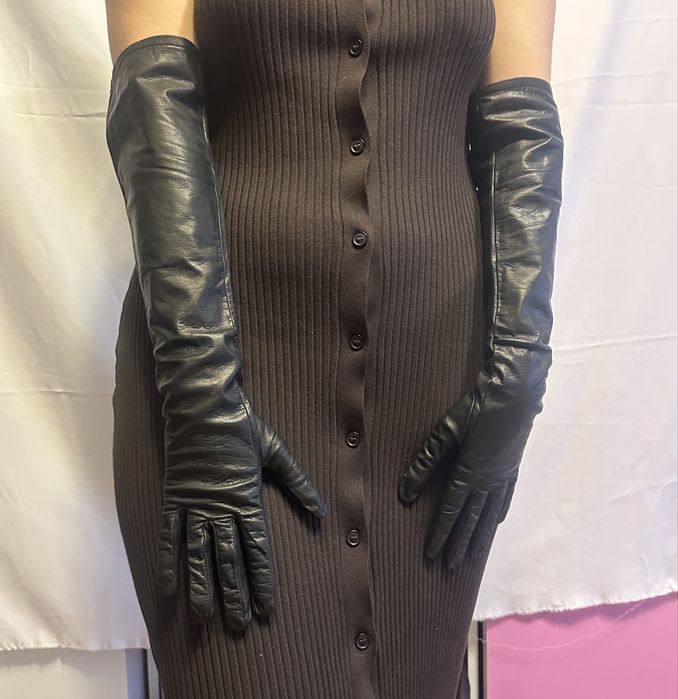 Mănuși de piele naturală lungi