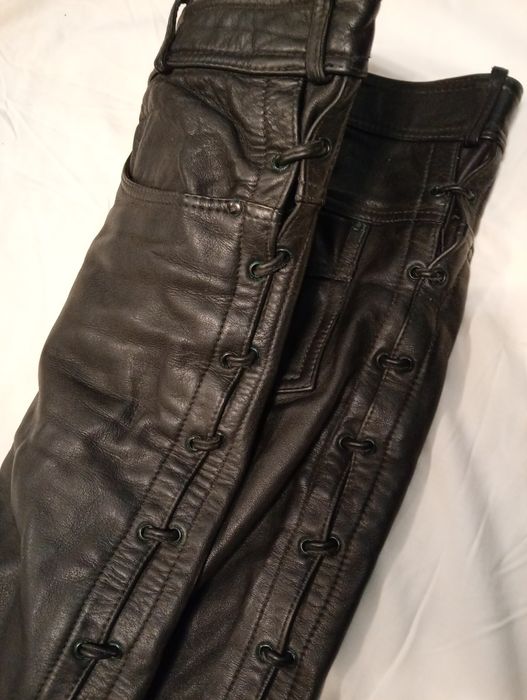 Pantaloni Piele cu șnur (86 cm Talia)