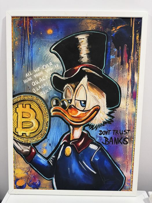 Tablou Bitcoin canvas  ,Rama de lemn  , 53/73 cm