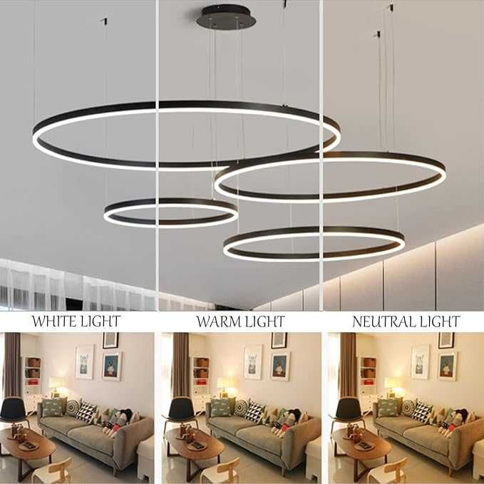 Намалени 10% Модерни LED лед полилей ринг, кръг дистанционно,  2,3,4