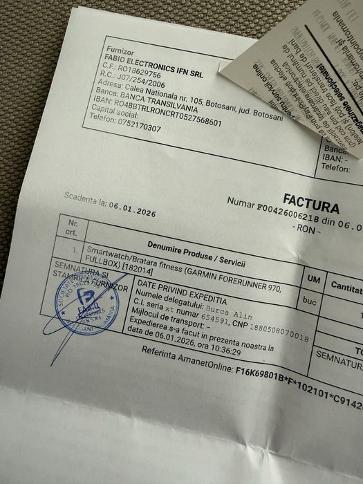 Ceas Garmin Forerunner 970 full box, ca nou cu factură și garanție