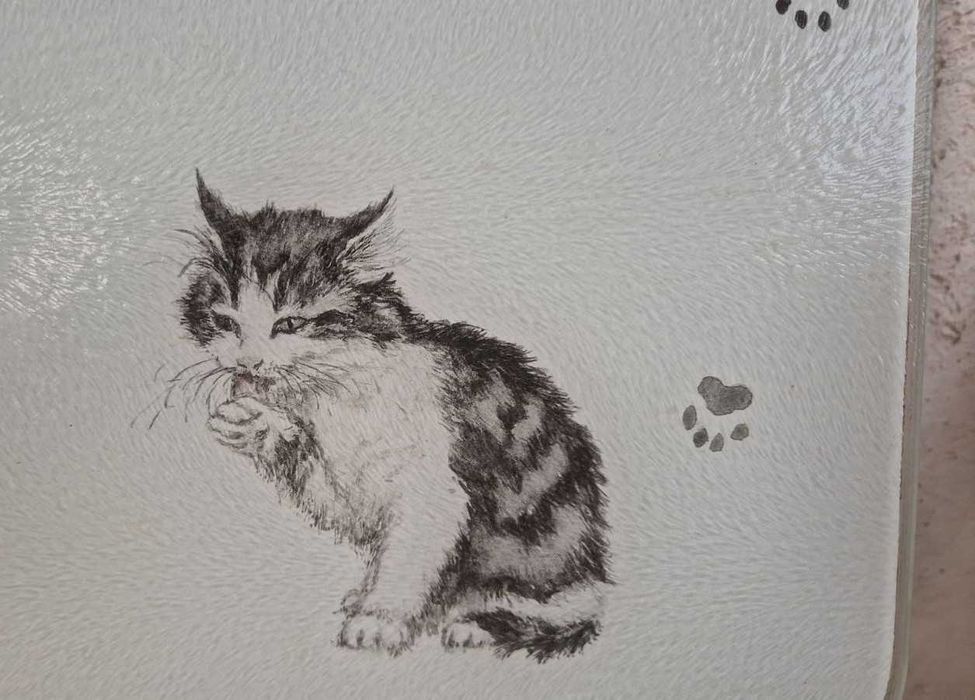 Огромна дъска за рязане, закалено стъкло– рисувана, 50см/ 40см