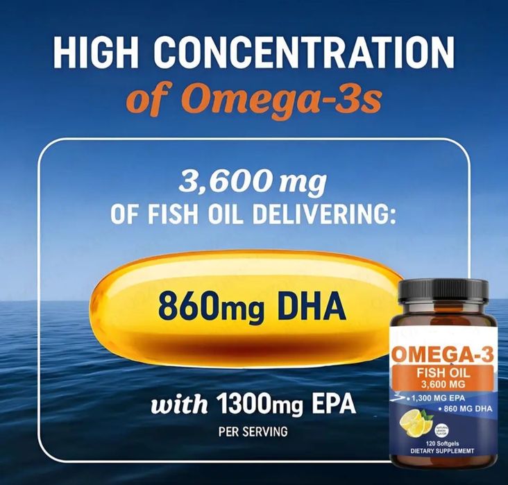 Omega 3 Cea mai mare concentratie de pe piata pe portie ! 2160 mg omega3 activ dintre care 1300 mg EPA !!