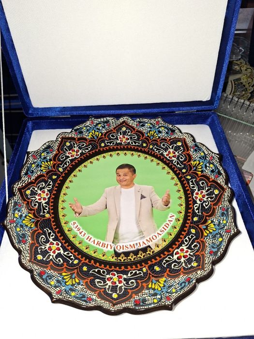 Laganga rasm qo‘yish, brend va sovg‘aga rishton sopol laganlar