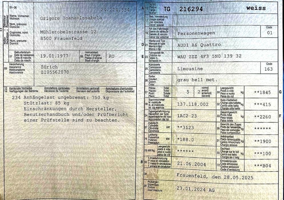 Audi A6 quatro 3.2 benzina