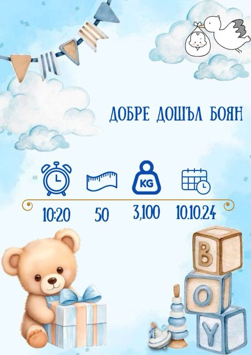 Бебешка визитка/погача