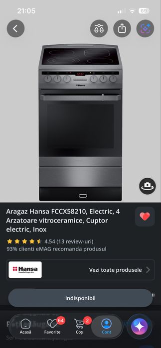 Aragaz electric Hansa