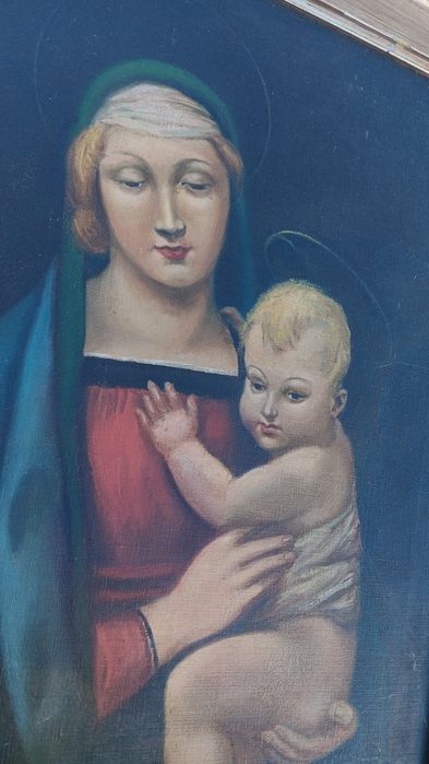 Ulei pe panza o lucrare veche de o foarte bună calitate după Raphael , dimensiuni 58 cm cu 47