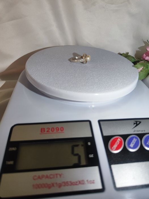 Серебряные кольцо с Натуральным Жемчугам