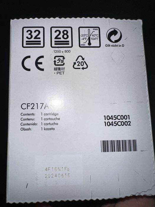 Катридж CF217A, запечатанный оригинальный