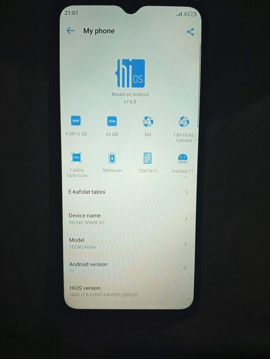 Tecno Spark 8c sotiladi