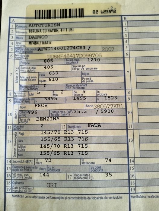 Vand Matiz an 2007