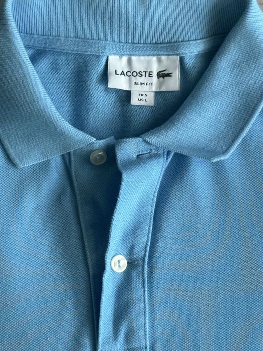 Мъжка светло синя тениска с яка Lacoste оригинална