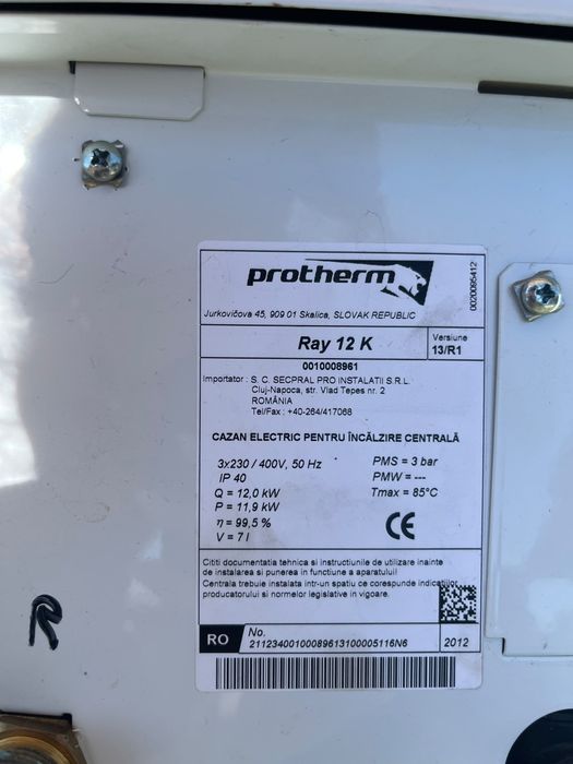 Vând cazan electric pentru incalzire centrala , protherm, foarte buna, ca nou