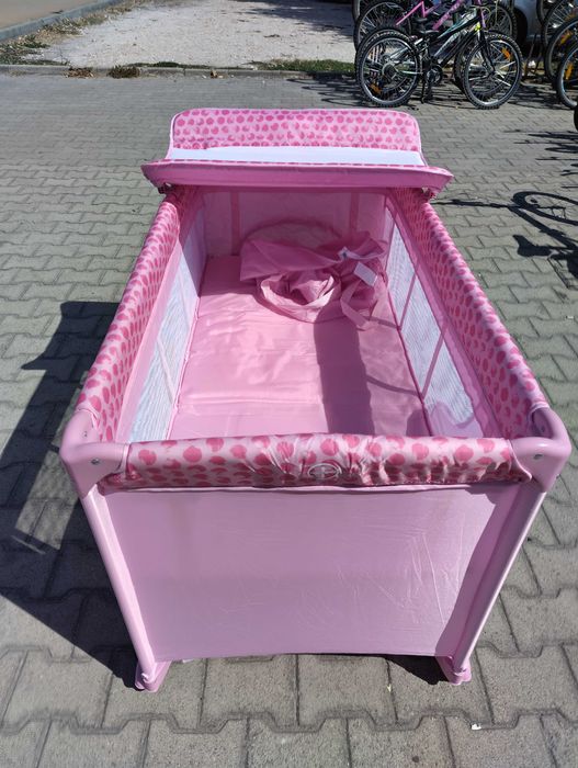 LORELLI Детска кошара на 2 нива с повивалник MOONLIGHT розов