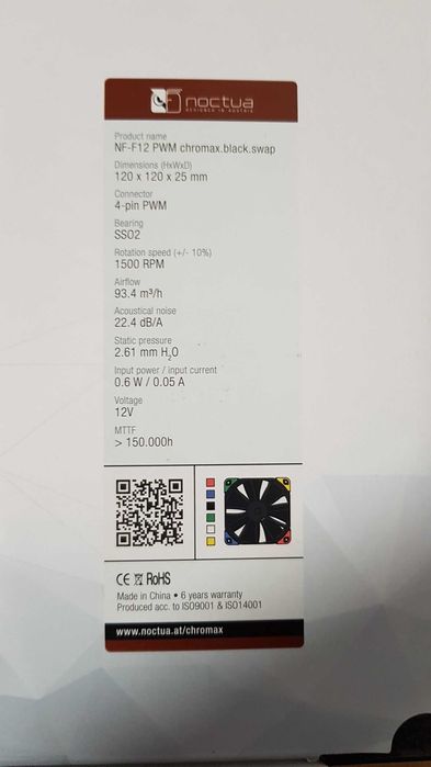 Ventilator/radiator Noctua NF-F12 PWM Chromax Black Swap (NOU!)