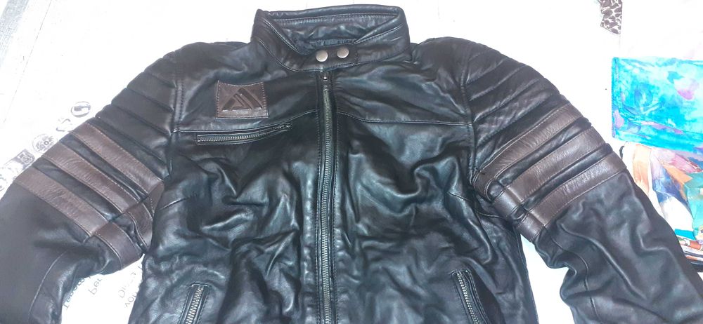 Geaca din  piele naturala, mas S, stil motociclist