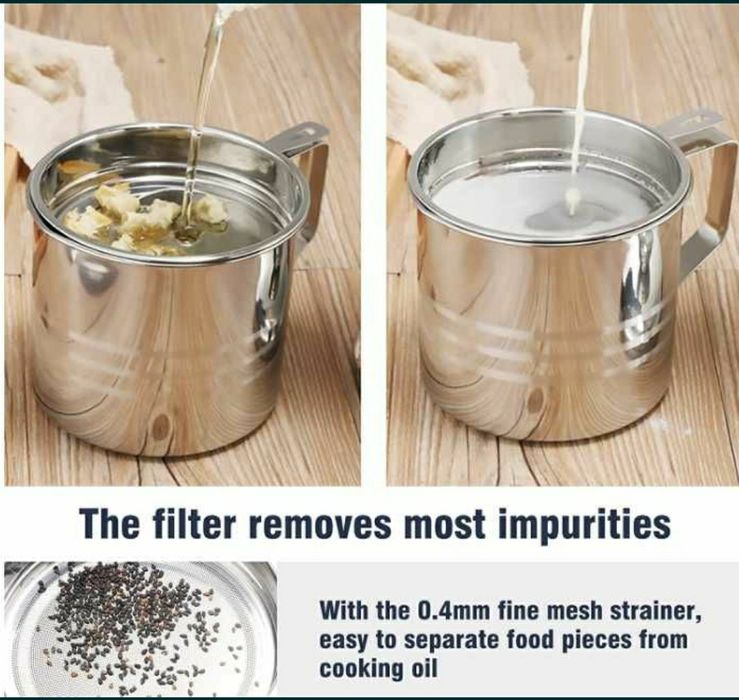 Recipient cu filtru pentru separarea uleiului prăjit