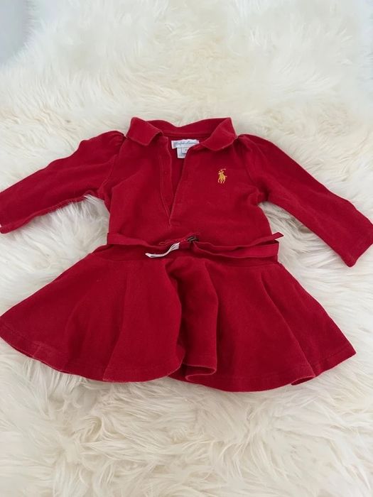 Ralph Lauren bebe lot 3 rochii rosu turcoaz bumbac