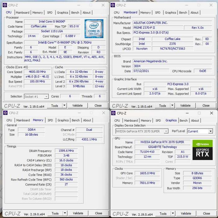 PC gaming Intel® i5 9600KF/ RTX 2060/2070 SUPER 8GB/ 16 Gb RAM/ 250GB Ssd-M2 + 1TB HDD