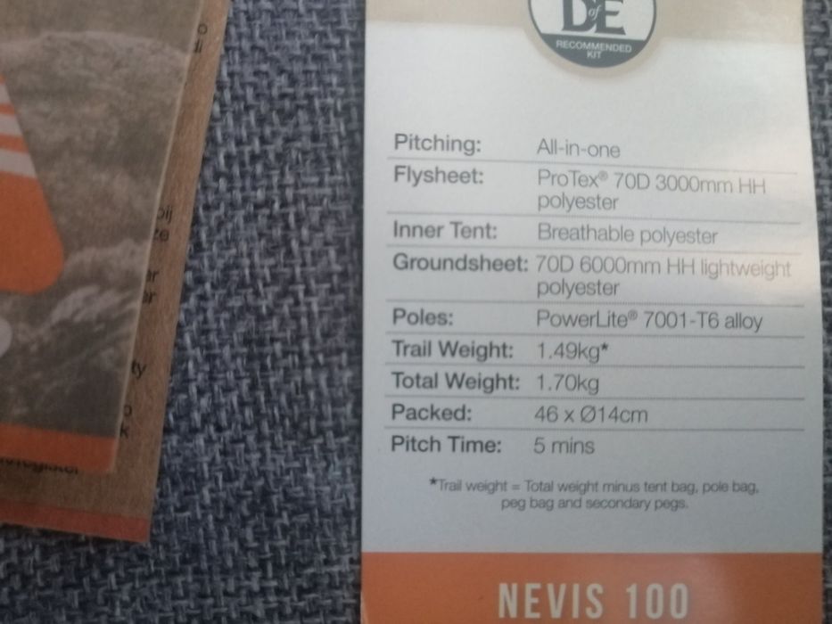 Палатка VANGO NEVIS 100 + Подарък Челник+ Нови  Прибори