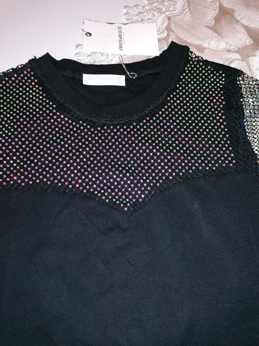 Блуза с лъскава мрежа