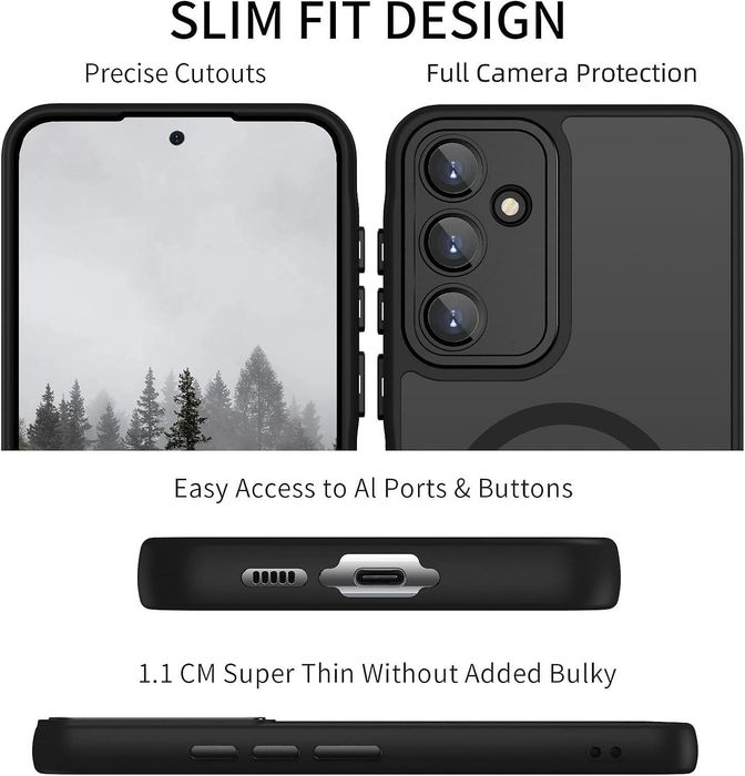Матов magsafe кейс за samsung galaxy a36 - черен