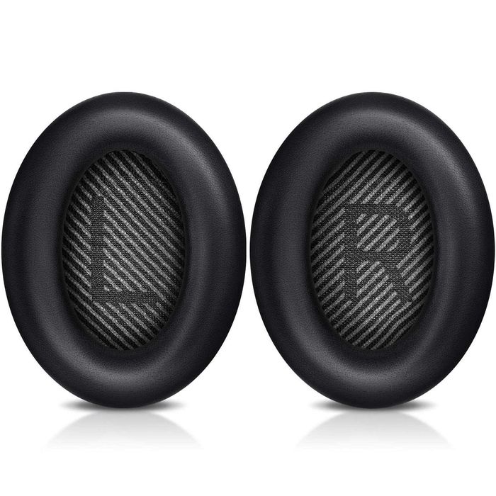 Set 2 bureti pentru casti Bose QuietConfort 35 I / II QC35 l / ll, Over-Ear - Negru - Spuma cu memorie - Piele ecologica