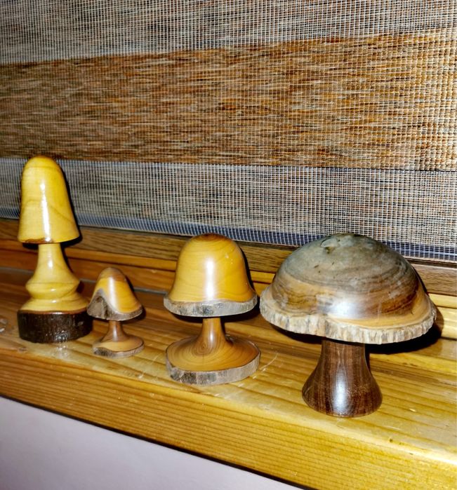 Гъби дърво Ръчно стругован дървен декор гъби - Sapele Wood 4 бр.