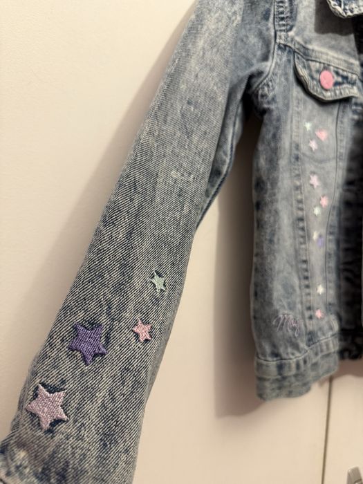 Geacă denim fete 128 cm (7-8 ani) Little Kids cu broderii stele