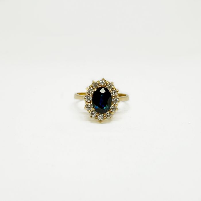 Inel din aur 18k cu safir si diamante naturale