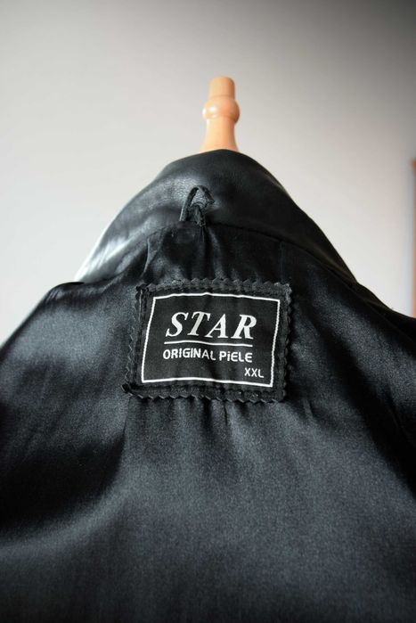 Geacă clasică din piele naturală, neagră