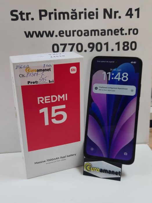 Telefon mobil Xiaomi Redmi 15, 8GB RAM, 256GB, 5G, Midnight Black -P-