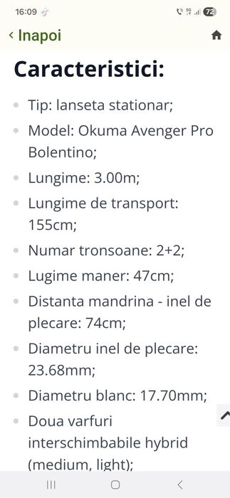 Vand 3 buc okuma avenger de 3 m