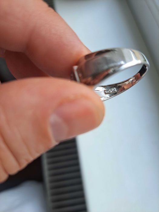 Inel barbatesc din aur alb(10k) cu diamante