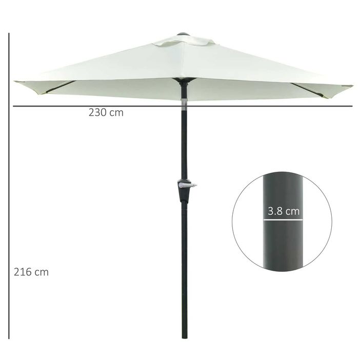 Umbrela Alba cu Manivela , Outsunny , x6 buc