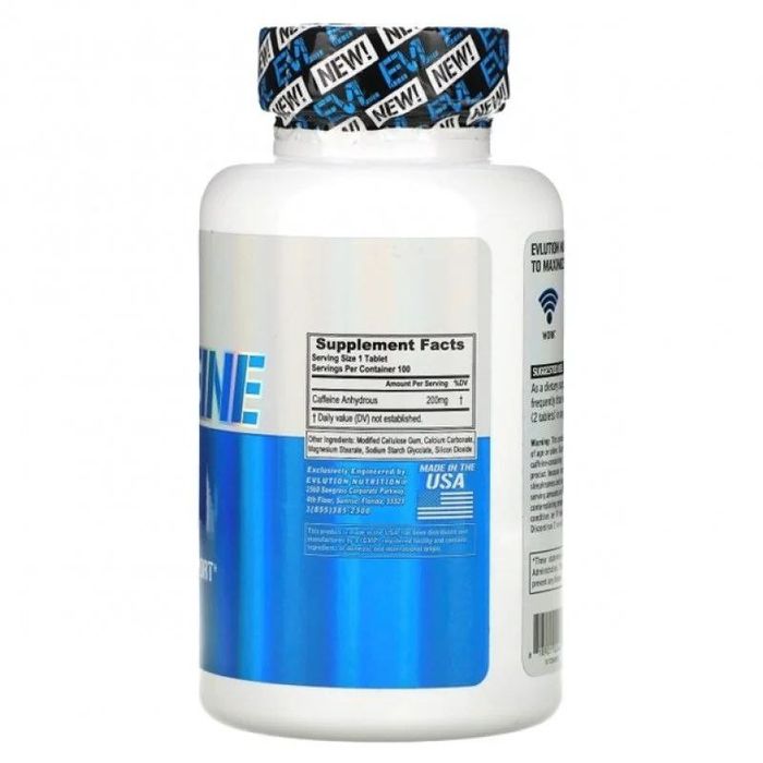 Кофеин EVLution Nutrition, Caffeine.200 mg.100табл