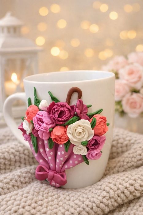 Артистична чаша с ръчно моделирани елементи – изработка по поръчка