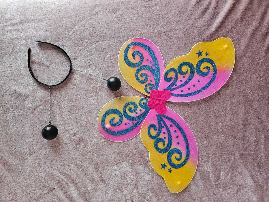 Rochiță balet/fluturaș fucsia, cu aripi și antenuțe, 4-6 ani