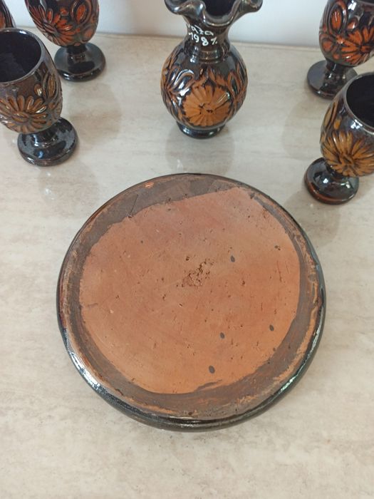 Set decoratiune pahare din lut 1987