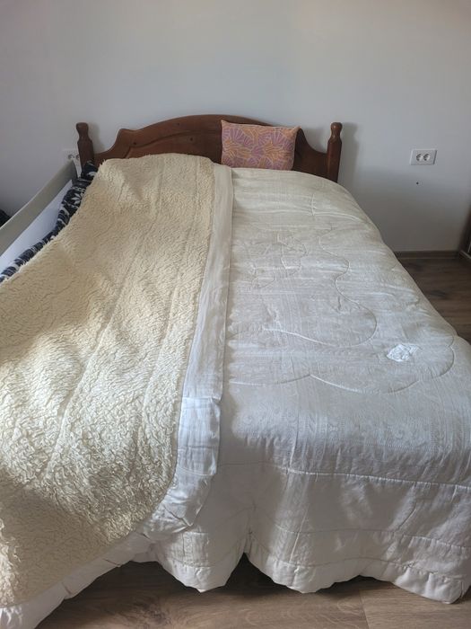Cuvertură din lână naturală Merinos – moale, elegantă, culoarea untului – 260x260 cm