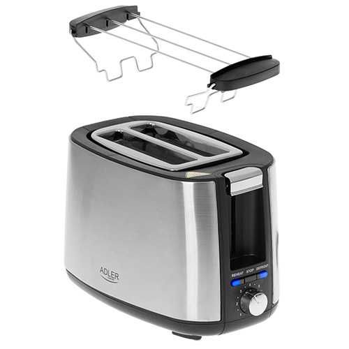 Prajitor de paine Adler AD 3214, 2 felii, 900 W, 7 niveluri rumenire