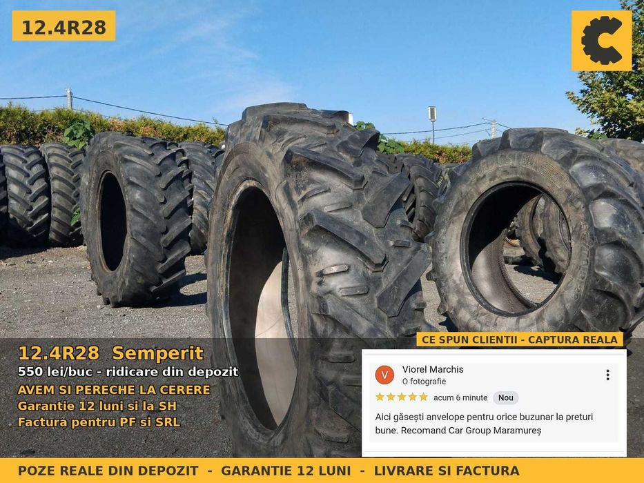 Anvelope Cauciucuri 12.4R28 12.4 R28 320/85R28 12.4-28 12428 Semperit Tractor Punte Fata SH Second Hand STOC REAL Oferta Pret Bun Reducere Livrare