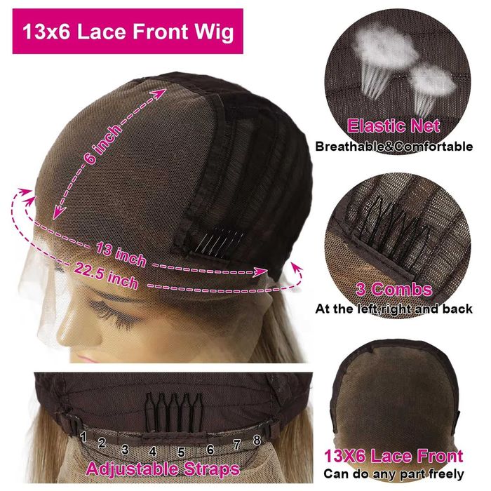 Peruca Sapphirewigs blonda lunga dreapta 66 cm dantela frontala 13x6