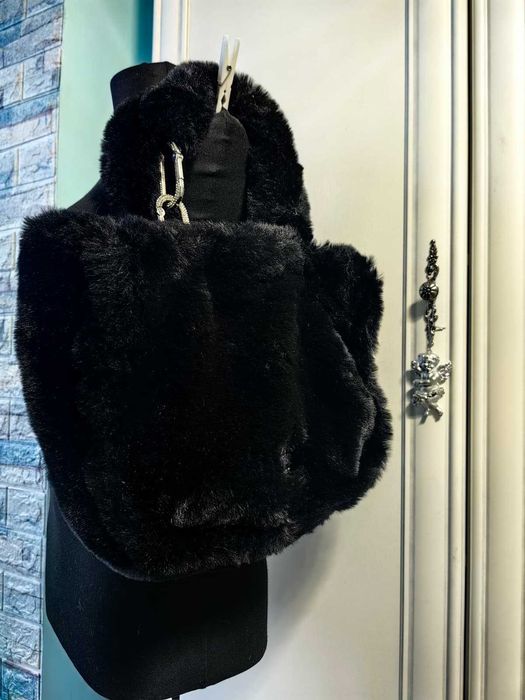 Geanta dama blana neagra accesorii argintii cristale Juicy Couture
