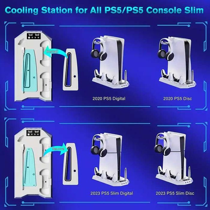 PS5  охлаждане и зарядно 2 в 1