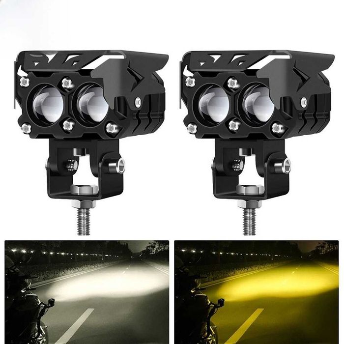 Универсални 2LED Халогени за Мотор 12V - БЯЛО/ЖЪЛТО