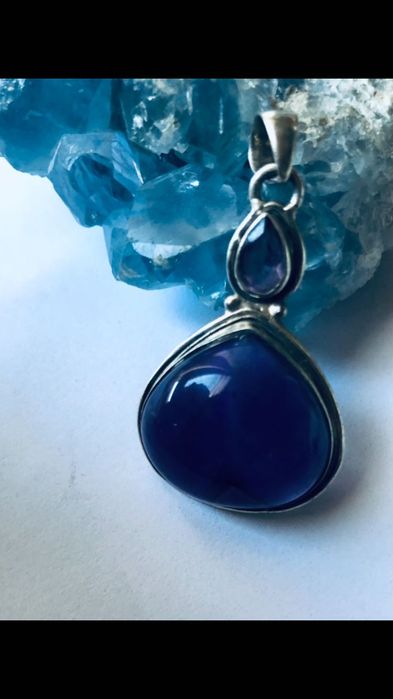 Pandantiv argint cu ametist si inel tribal