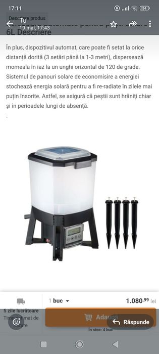 Hranitor automat solar pesti