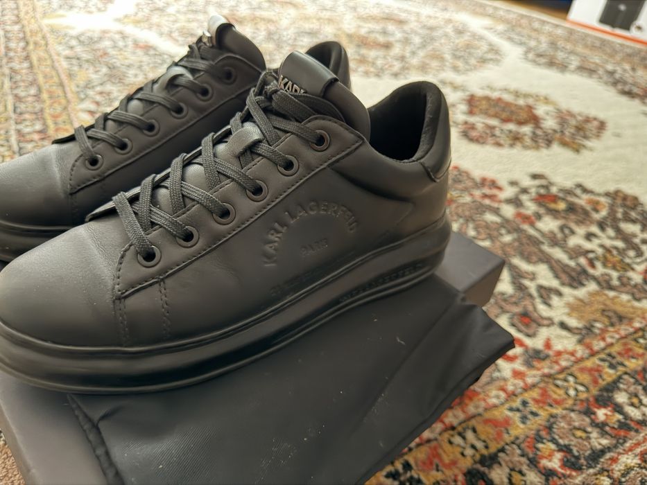Karl Lagerfeld - Pantofi sport barbati negri 40 - Adidasi din piele naturala